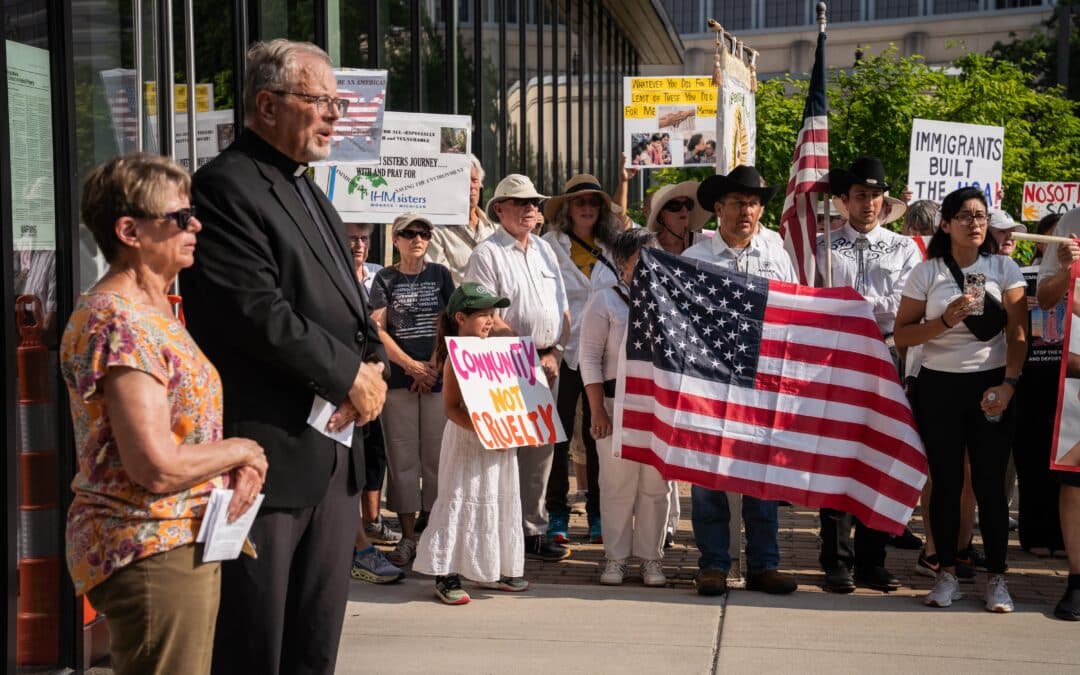 Church leaders, faithful in procession to Detroit ICE office call for just immigration policies
